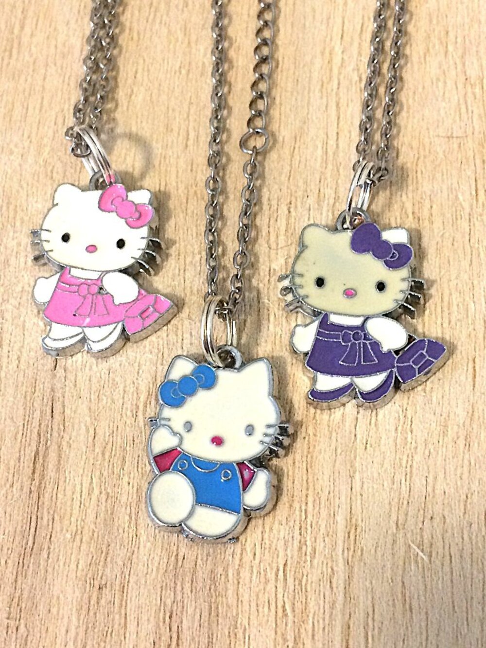 3 Hello Kitty Necklaces Handmade w/ stainless chains